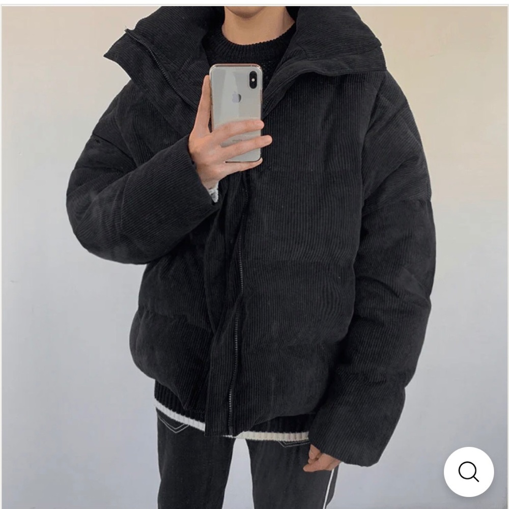 Realtakai corduroy puffer jacket men’s xl- black, like new